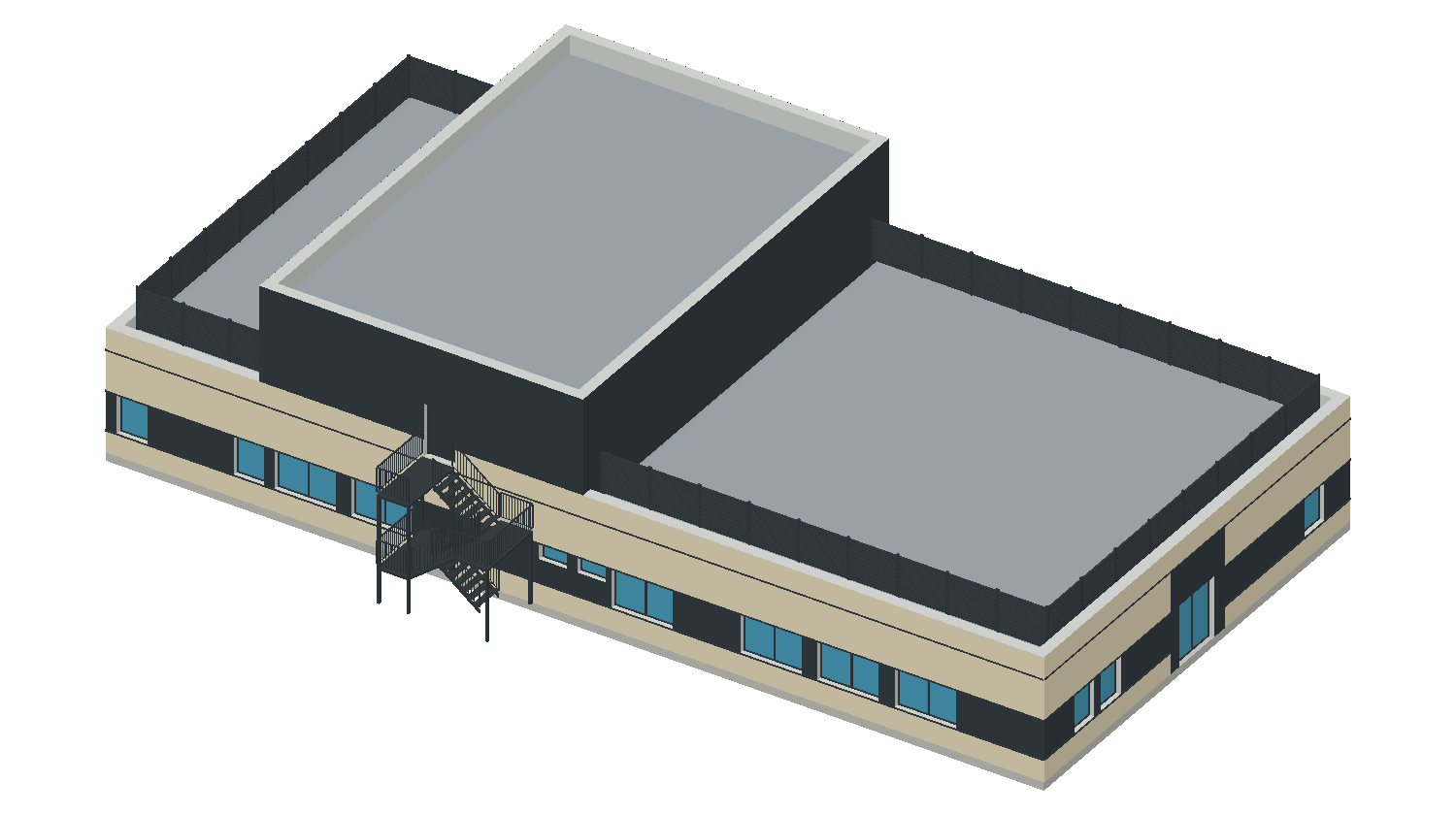 Model budynku prosektorium wykorzystany w wizualizacji BMS